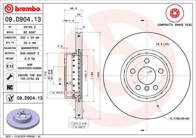 09D90413 BREMBO Тормозной диск