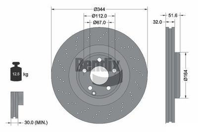 BDS1537HC BENDIX Braking Тормозной диск