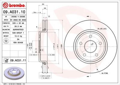 09A03110 BREMBO Тормозной диск