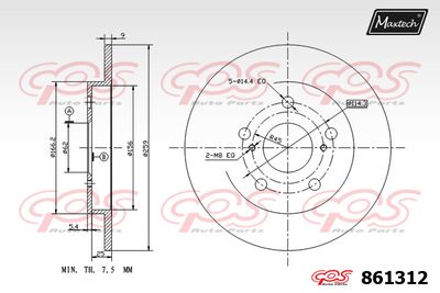 861312 MAXTECH Тормозной диск