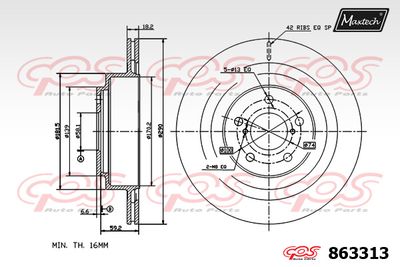 863313 MAXTECH Тормозной диск