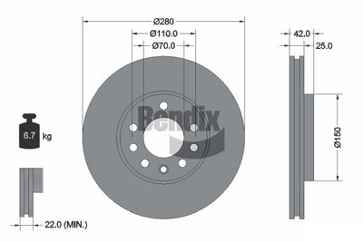 BDS1069 BENDIX Braking Тормозной диск