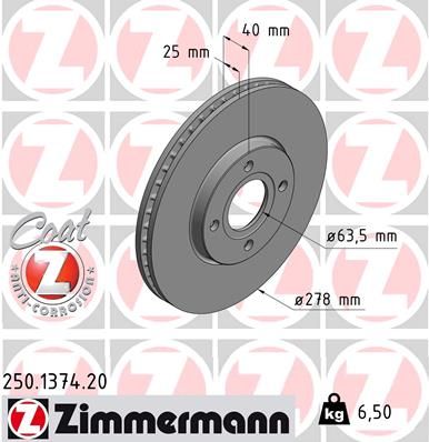 250137420 ZIMMERMANN Тормозной диск