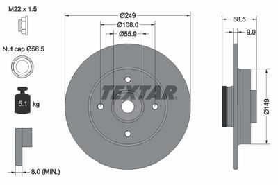 92133303 TEXTAR Тормозной диск
