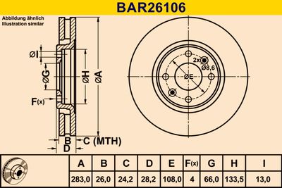 BAR26106 BARUM Тормозной диск