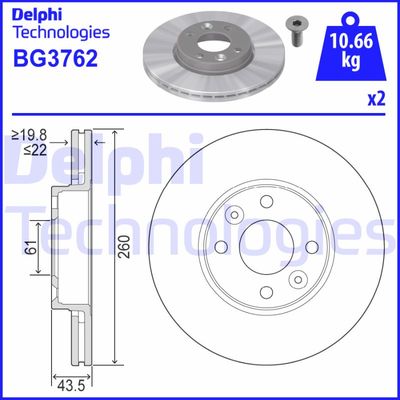 BG3762 DELPHI Тормозной диск