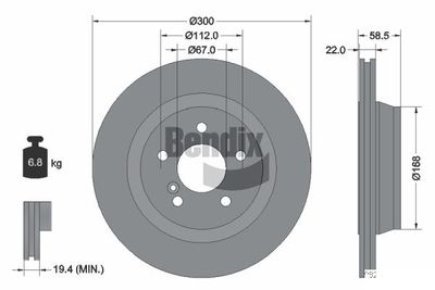 BDS1921 BENDIX Braking Тормозной диск