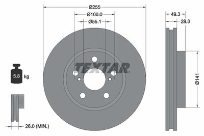 92094300 TEXTAR Тормозной диск