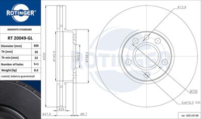 RT20049GL ROTINGER Тормозной диск