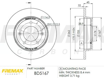 BD5167 FREMAX Тормозной диск