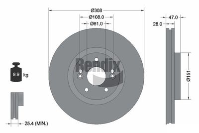 BDS1448 BENDIX Braking Тормозной диск
