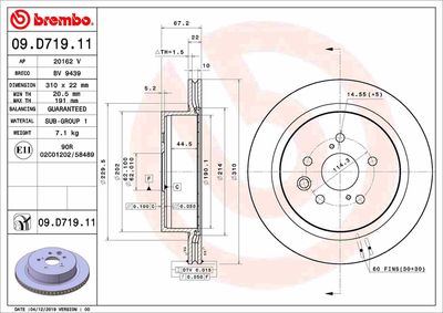 09D71911 BREMBO Тормозной диск