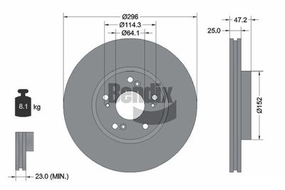 BDS1828 BENDIX Braking Тормозной диск