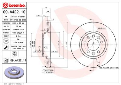 09A42211 BREMBO Тормозной диск