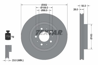 92092300 TEXTAR Тормозной диск