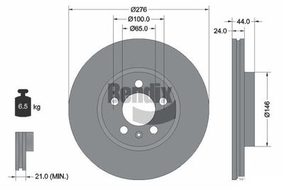 BDS1610 BENDIX Braking Тормозной диск