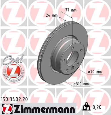 150340220 ZIMMERMANN Тормозной диск