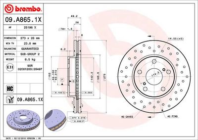 09A8651X BREMBO Тормозной диск