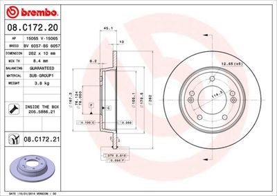 08C17221 BREMBO Тормозной диск