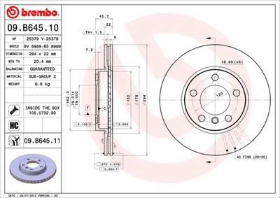 09B64511 BREMBO Тормозной диск