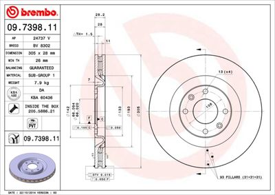 09739811 BREMBO Тормозной диск