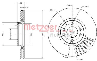 6110251 METZGER Тормозной диск