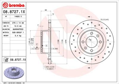 0887271X BREMBO Тормозной диск