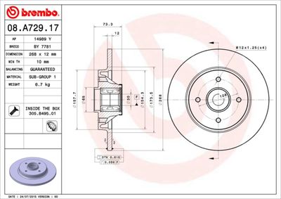 08A72917 BREMBO Тормозной диск