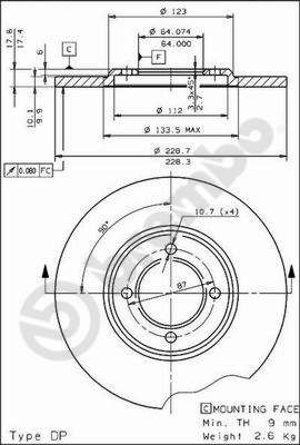 BS7093 BRECO Тормозной диск