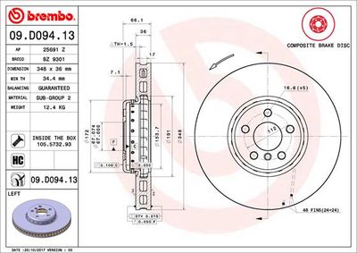 09D09413 BREMBO Тормозной диск