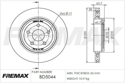 BD5044 FREMAX Тормозной диск