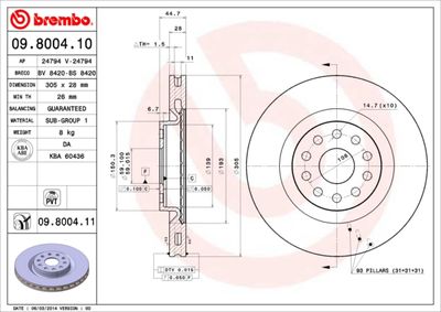 09800411 BREMBO Тормозной диск