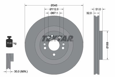 92103205 TEXTAR Тормозной диск