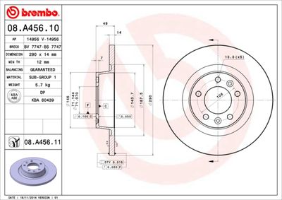 08A45611 BREMBO Тормозной диск