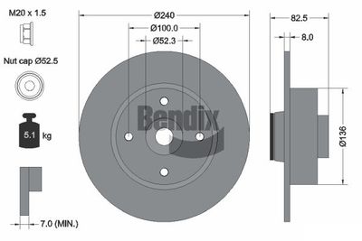 BDS1051 BENDIX Braking Тормозной диск