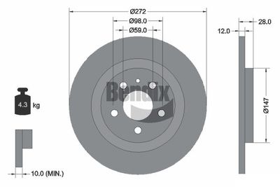 BDS1192 BENDIX Braking Тормозной диск