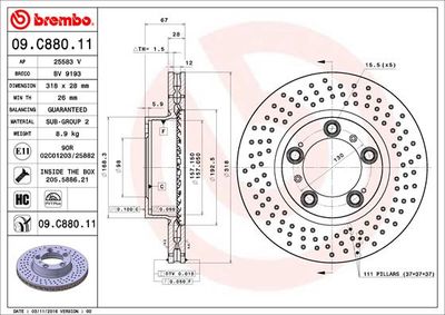 09C88011 BREMBO Тормозной диск