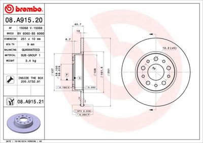 08A91520 BREMBO Тормозной диск