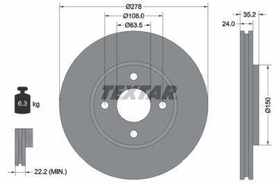92131300 TEXTAR Тормозной диск