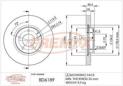 BD6189 FREMAX Тормозной диск