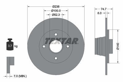 92081200 TEXTAR Тормозной диск