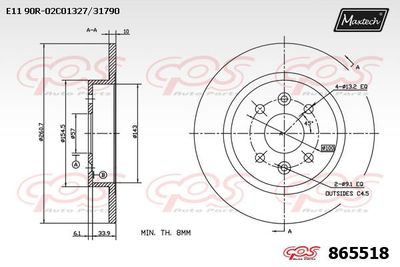 865518 MAXTECH Тормозной диск