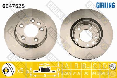 6047625 GIRLING Тормозной диск
