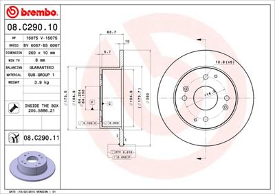 08C29010 BREMBO Тормозной диск