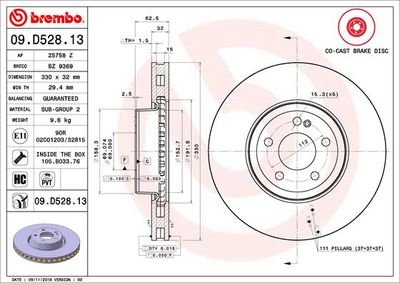 09D52813 BREMBO Тормозной диск