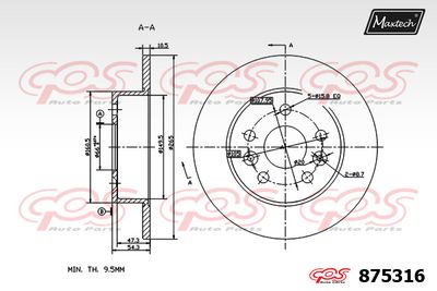 875316 MAXTECH Тормозной диск