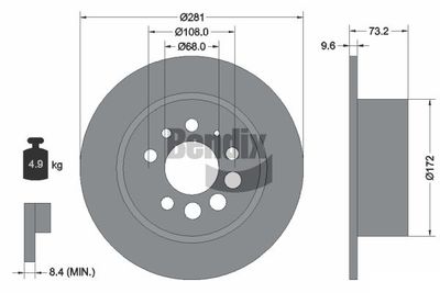 BDS1950 BENDIX Braking Тормозной диск