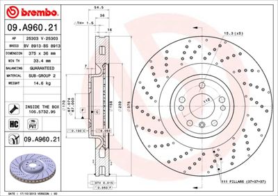 09A96021 BREMBO Тормозной диск