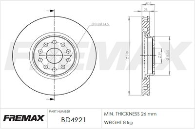 BD4921 FREMAX Тормозной диск