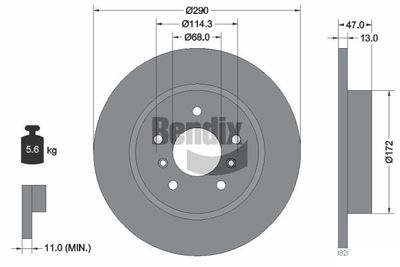 BDS1487 BENDIX Braking Тормозной диск